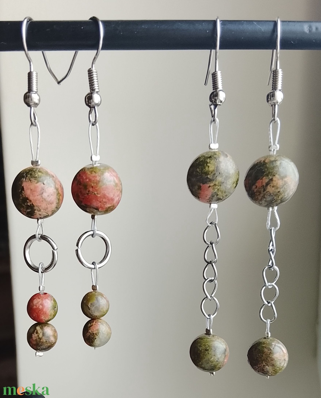 Fülbevaló zöld narancs színű - ékszer - fülbevaló - lógó fülbevaló - Meska.hu