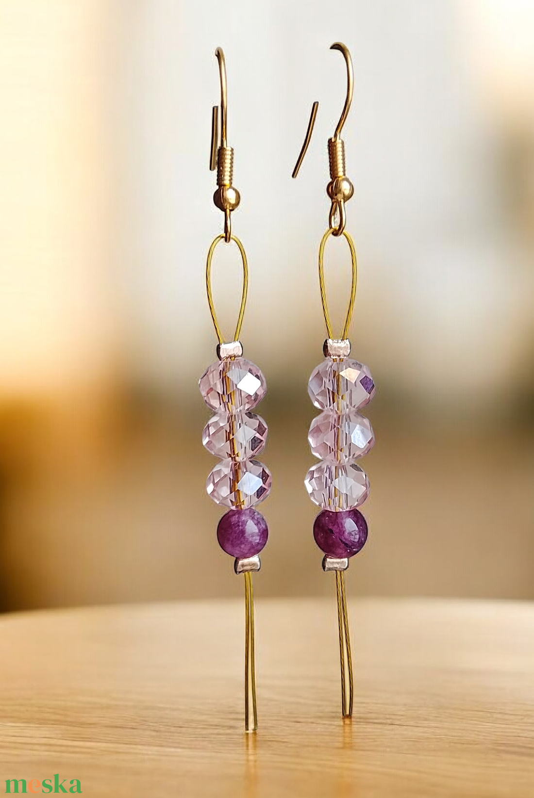 Fülbevaló lila  - ékszer - fülbevaló - lógó fülbevaló - Meska.hu