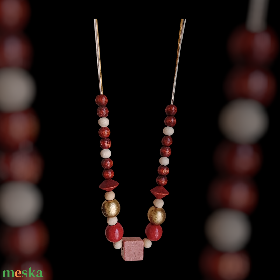 Barna és arany fagyöngyös és ásványköves nyaklánc - ékszer - nyaklánc - gyöngyös nyaklánc - Meska.hu