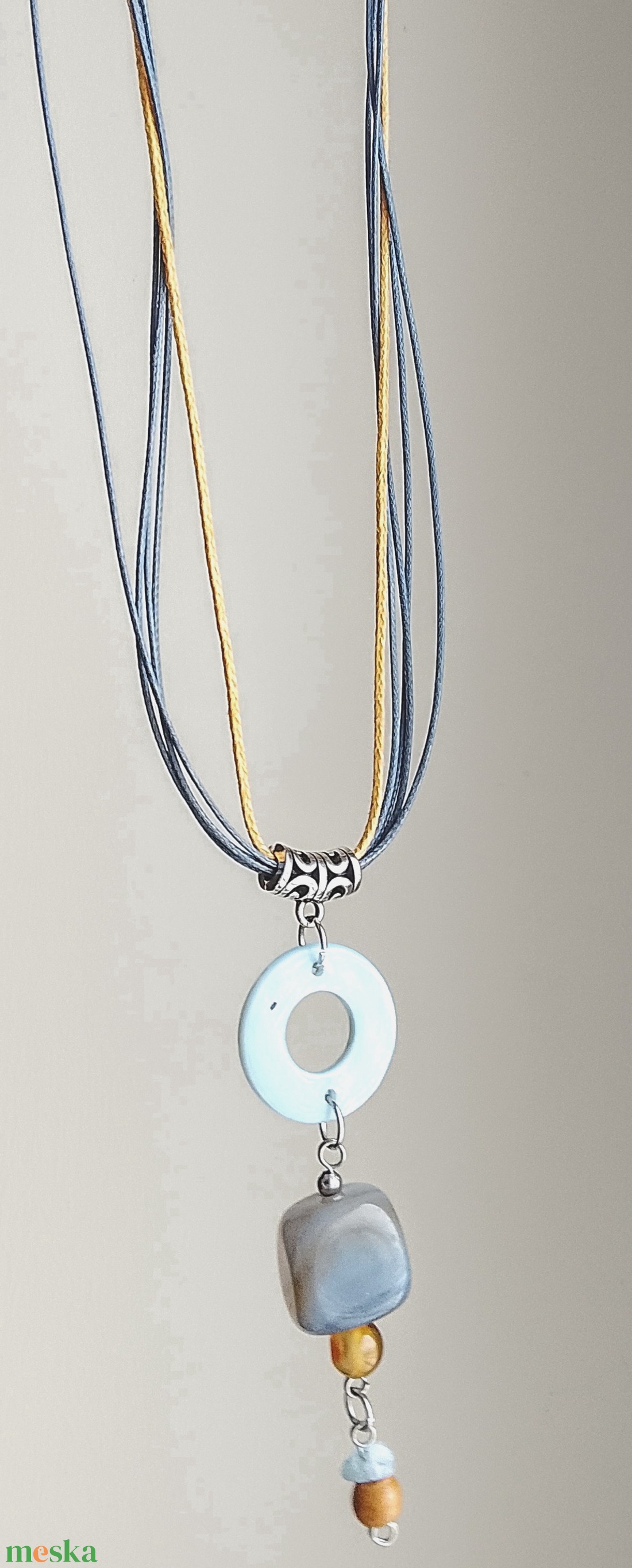 Achát ásvány medálos nyaklánc  - ékszer - fülbevaló - lógó fülbevaló - Meska.hu