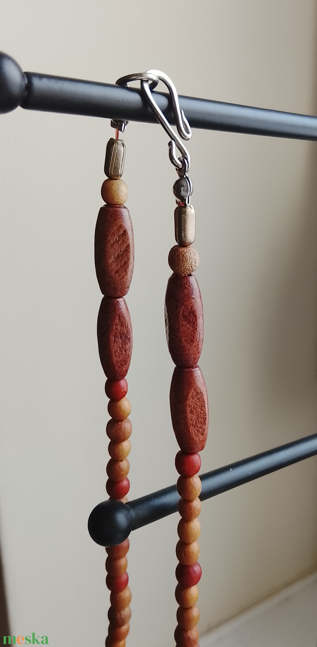 Ásvány , fa és borostyán gyöngyös nyaklánc  - ékszer - nyaklánc - gyöngyös nyaklánc - Meska.hu