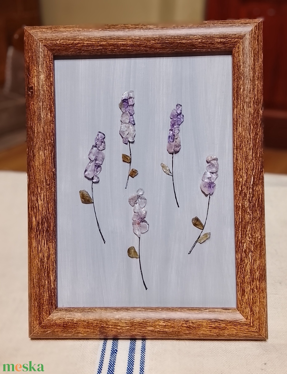 Levendulás falikép ametiszt ásványból - otthon & életmód - dekoráció - kép & falikép - kavics kép - Meska.hu