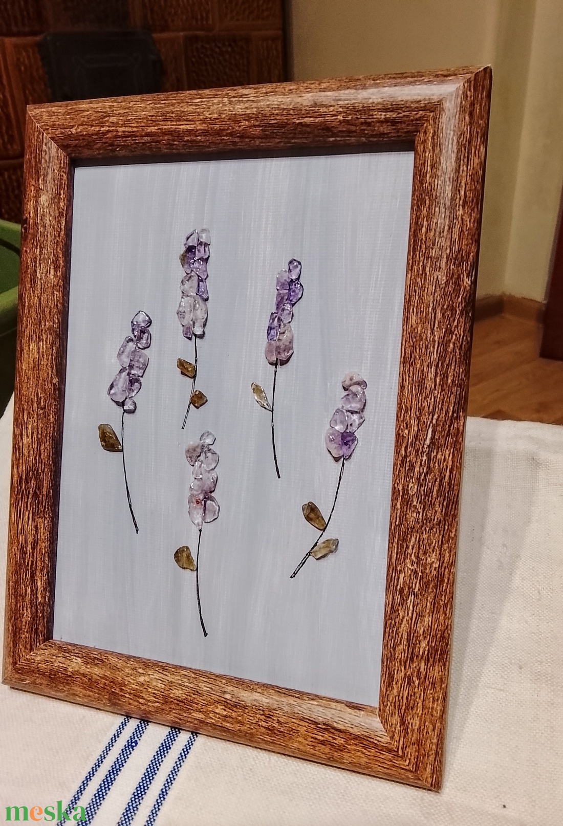Levendulás falikép ametiszt ásványból - otthon & életmód - dekoráció - kép & falikép - kavics kép - Meska.hu