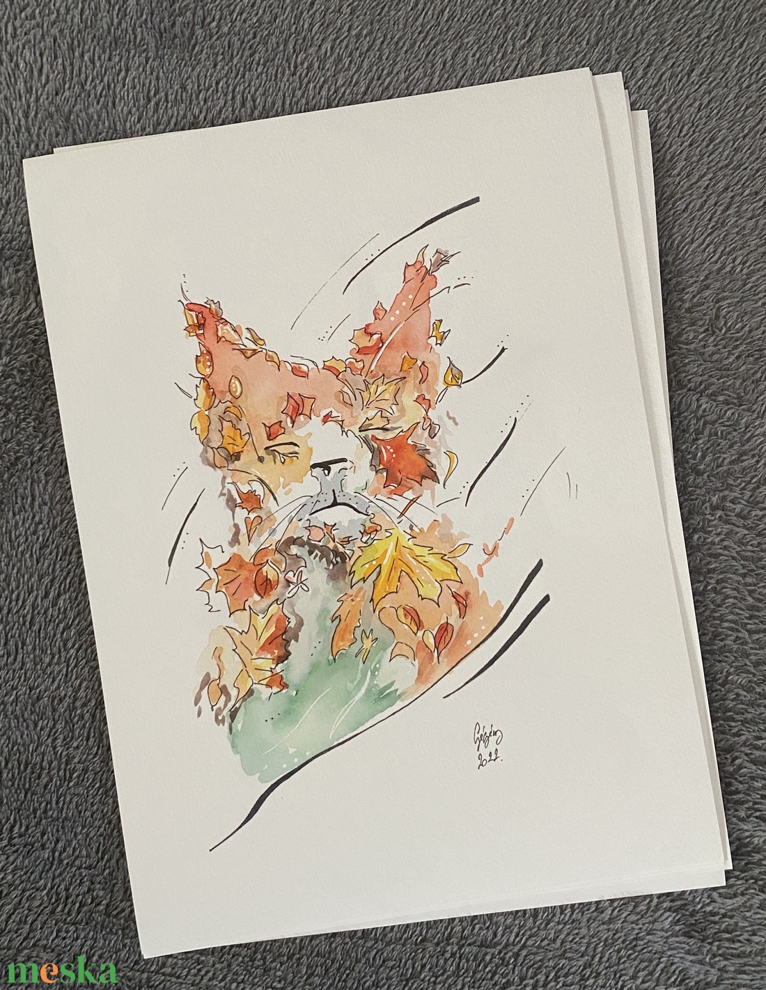 Róka akvarell nyomat � Giclée technikával, 24x32 cm - művészet - festmény - akvarell - Meska.hu
