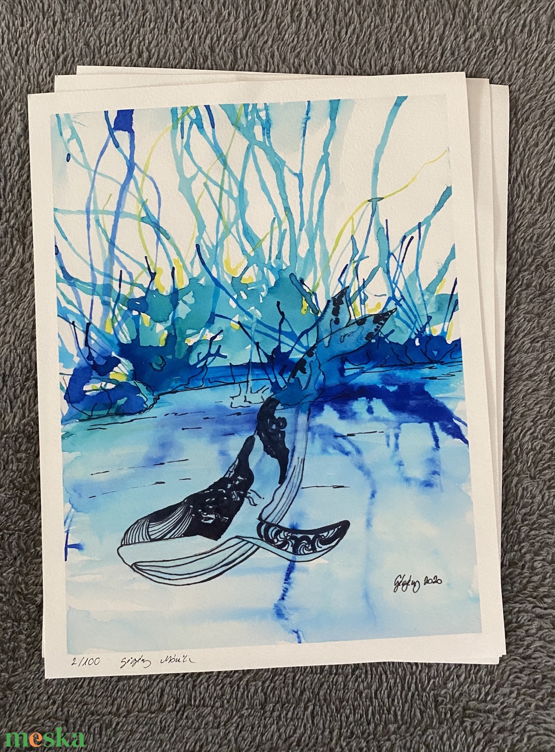 Merülés print kis méretben 20x26cm - művészet - festmény - akvarell - Meska.hu