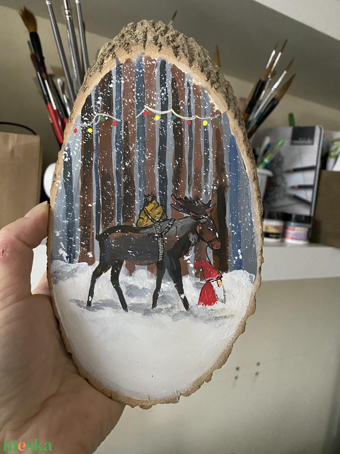 Mikulás úton - művészet - festmény - akril - Meska.hu