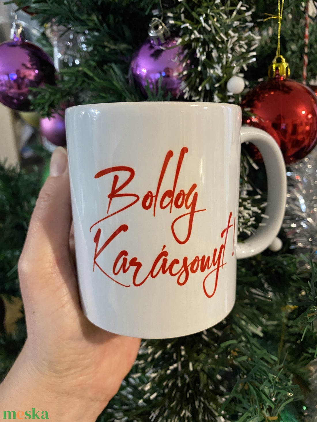 Karácsonyi Nyuszis Két oldalon nyomott bögre - otthon & életmód - konyhafelszerelés, tálalás - tálalás - bögre & csésze - Meska.hu