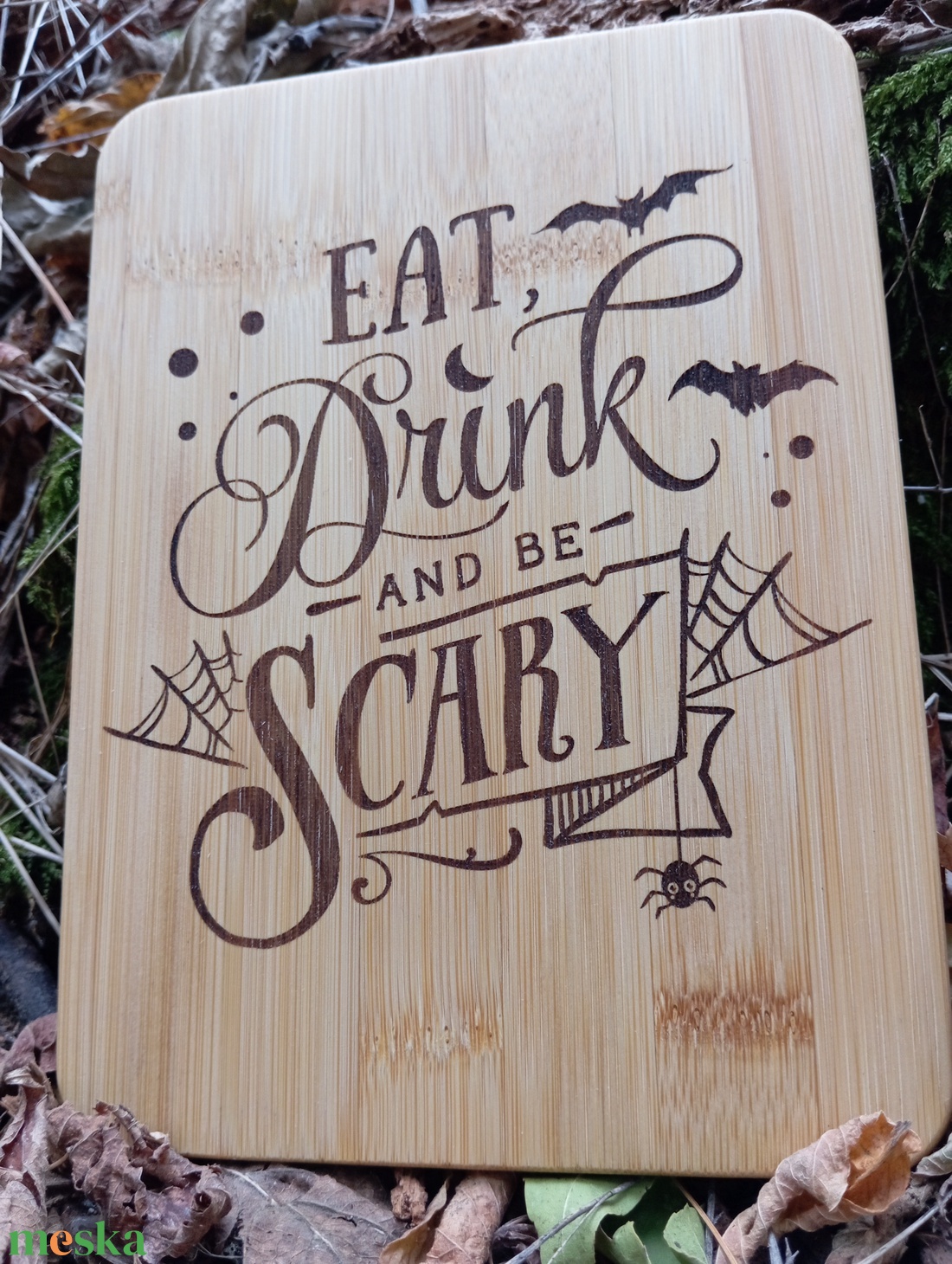 Halloween Bambusz Vágódeszka  Eat, Drink and be Scary - otthon & életmód - konyhafelszerelés, tálalás - sütés, főzés - vágódeszka - Meska.hu