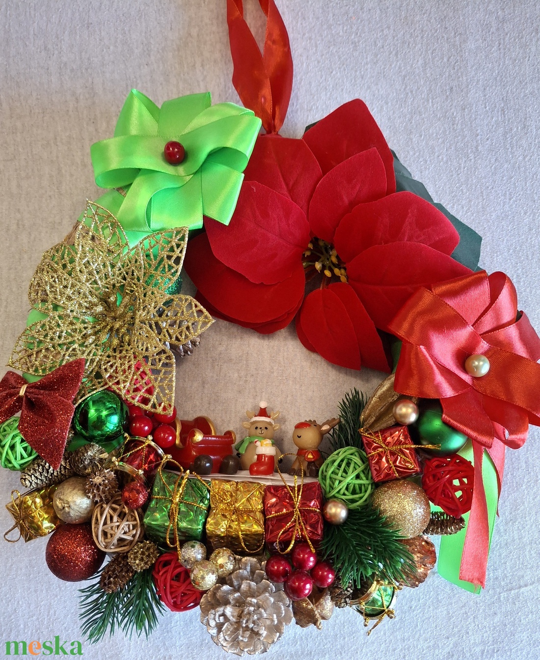 Karácsony szarvaséknál - karácsony - karácsonyi lakásdekoráció - karácsonyi ajtódíszek - Meska.hu