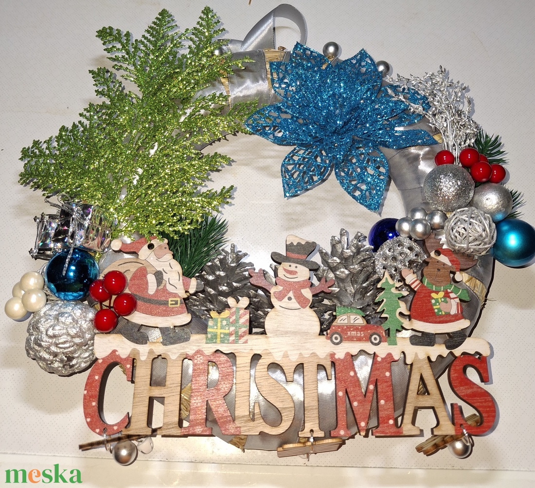 Ezüstös glitteres christmas - karácsony - karácsonyi lakásdekoráció - karácsonyi ajtódíszek - Meska.hu