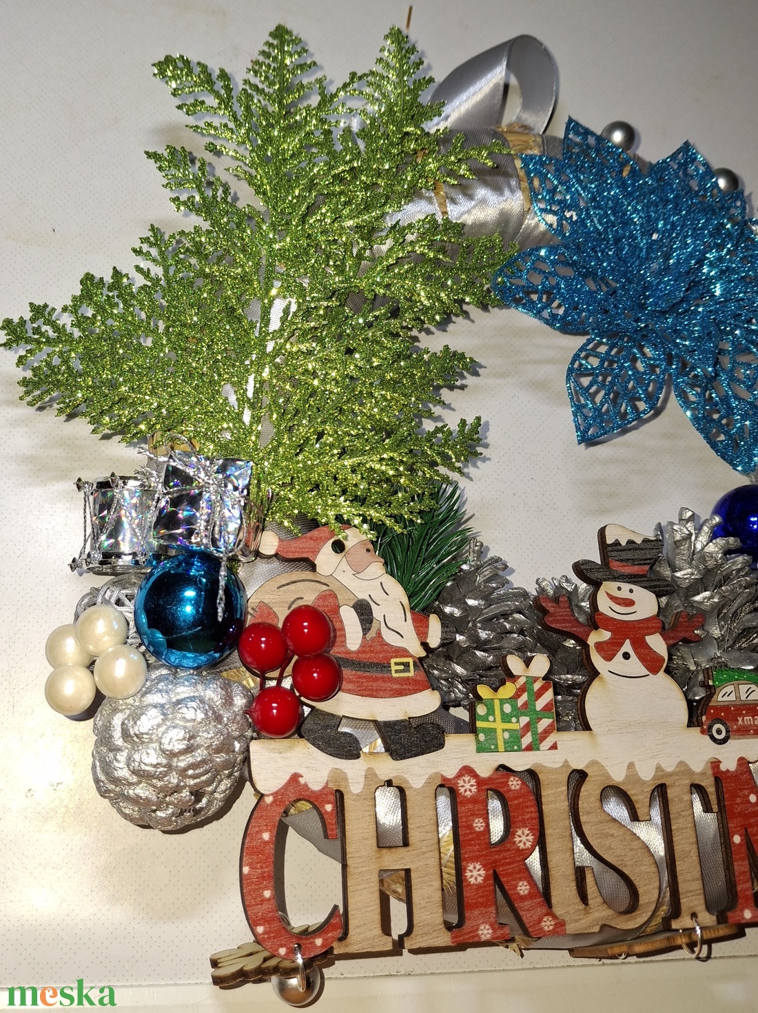 Ezüstös glitteres christmas - karácsony - karácsonyi lakásdekoráció - karácsonyi ajtódíszek - Meska.hu