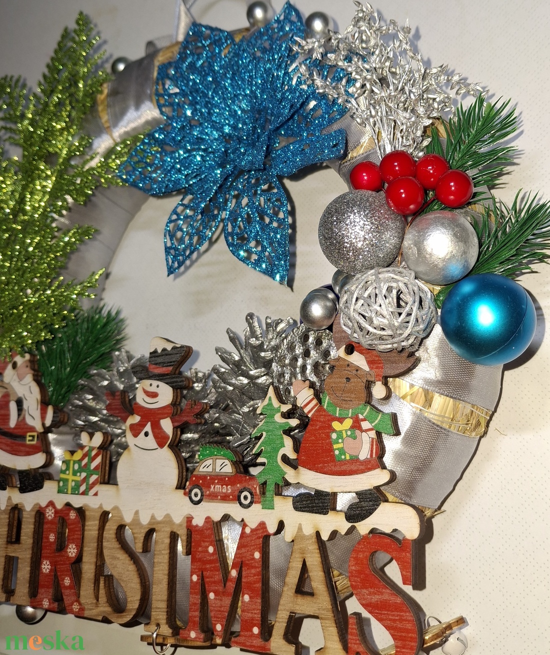 Ezüstös glitteres christmas - karácsony - karácsonyi lakásdekoráció - karácsonyi ajtódíszek - Meska.hu