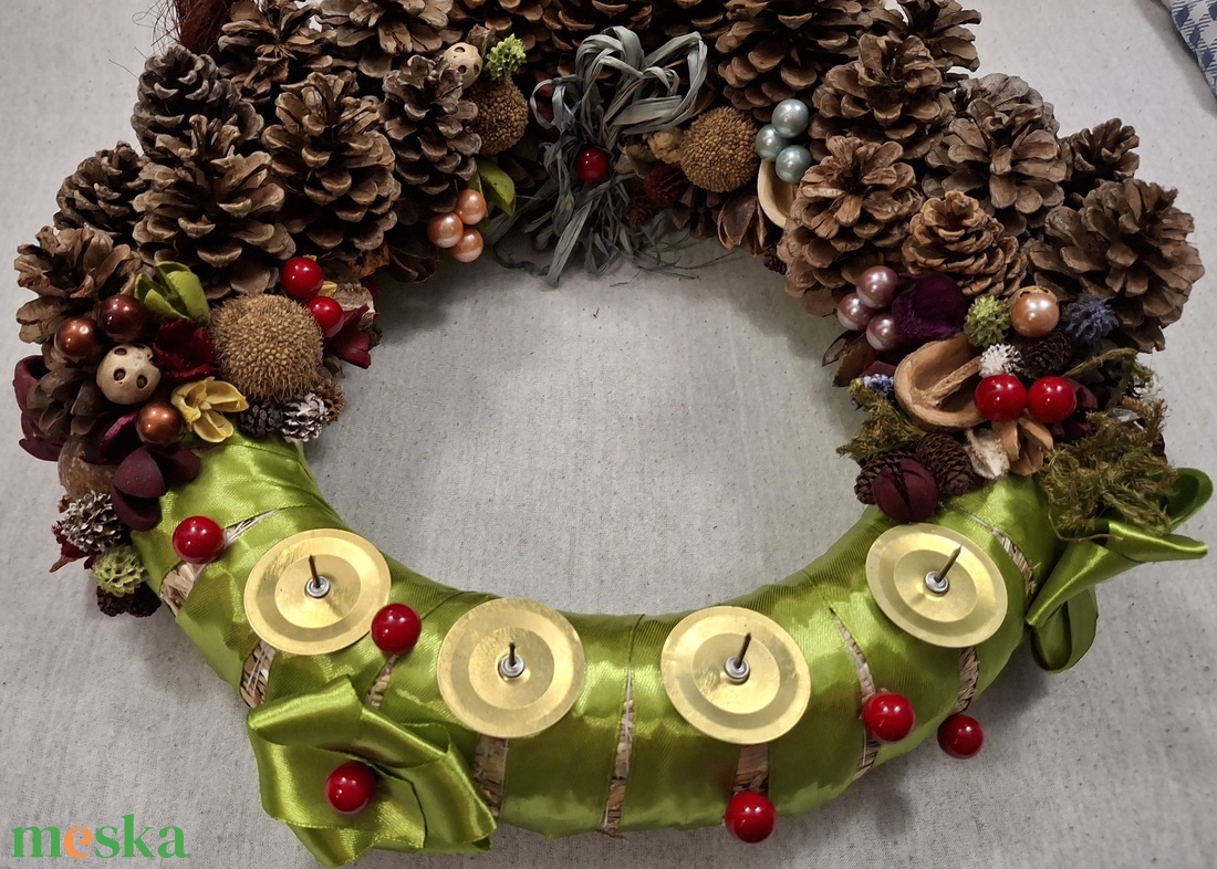 Természetes adventi koszorú - karácsony - adventi díszek - adventi koszorú - Meska.hu
