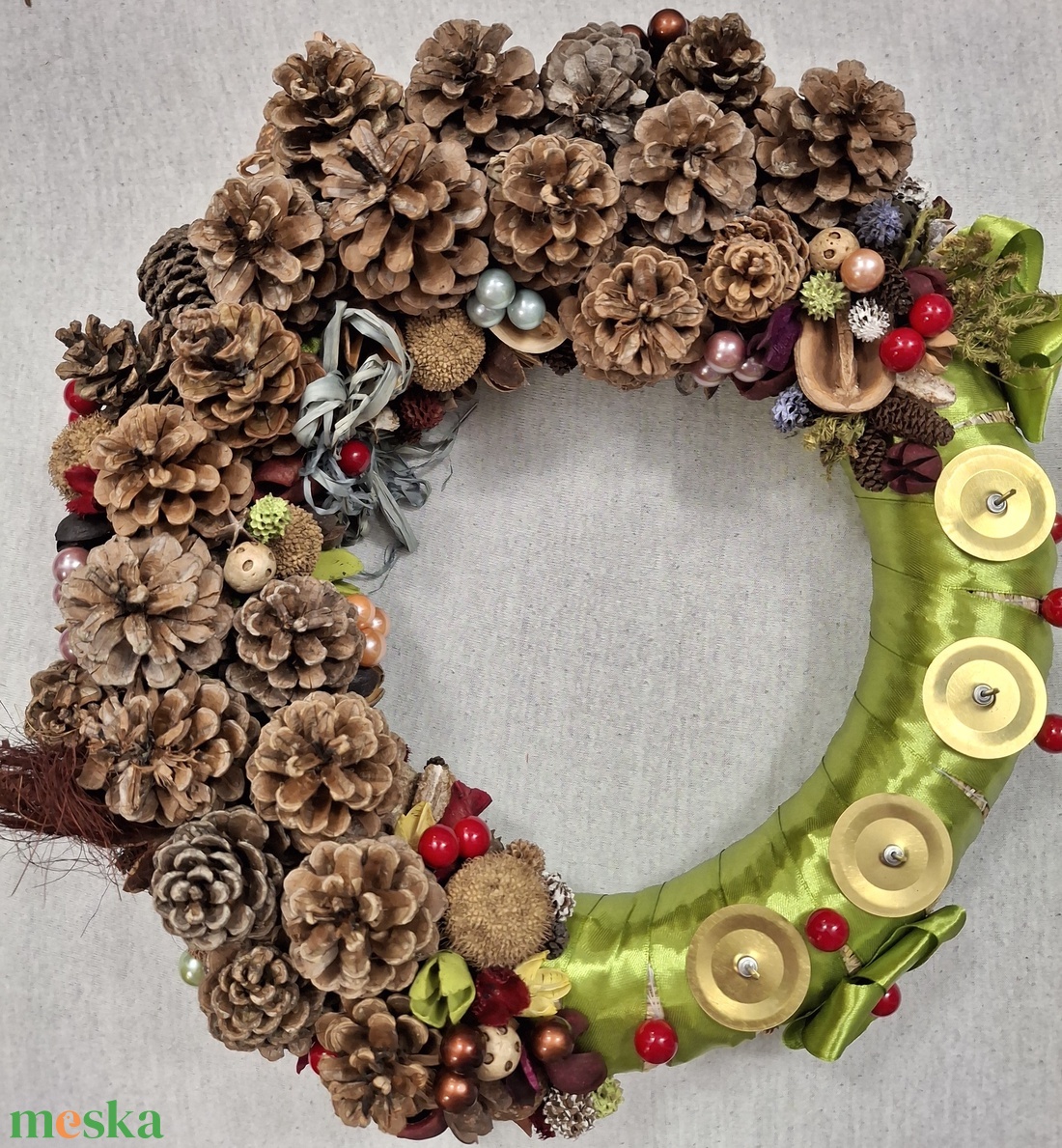 Természetes adventi koszorú - karácsony - adventi díszek - adventi koszorú - Meska.hu