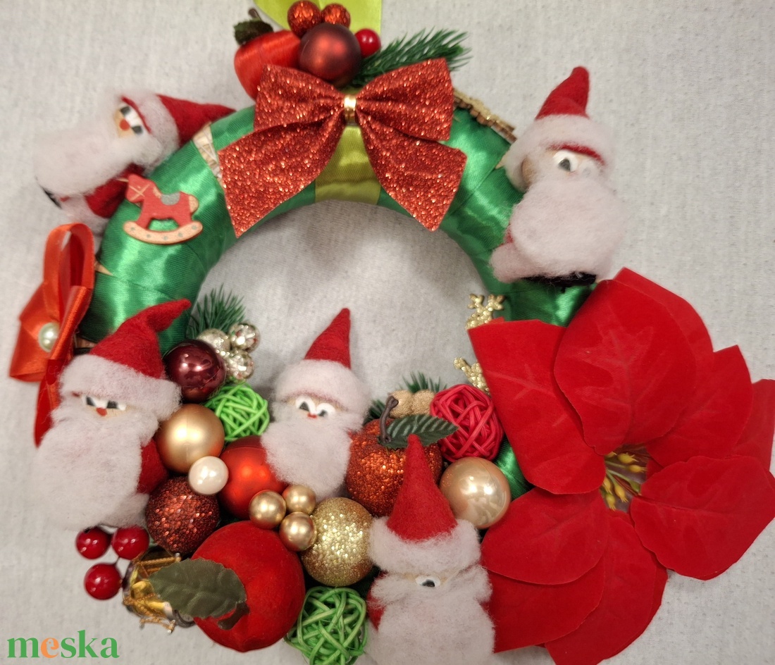 Télapós ajtódísz - karácsony - karácsonyi lakásdekoráció - karácsonyi ajtódíszek - Meska.hu