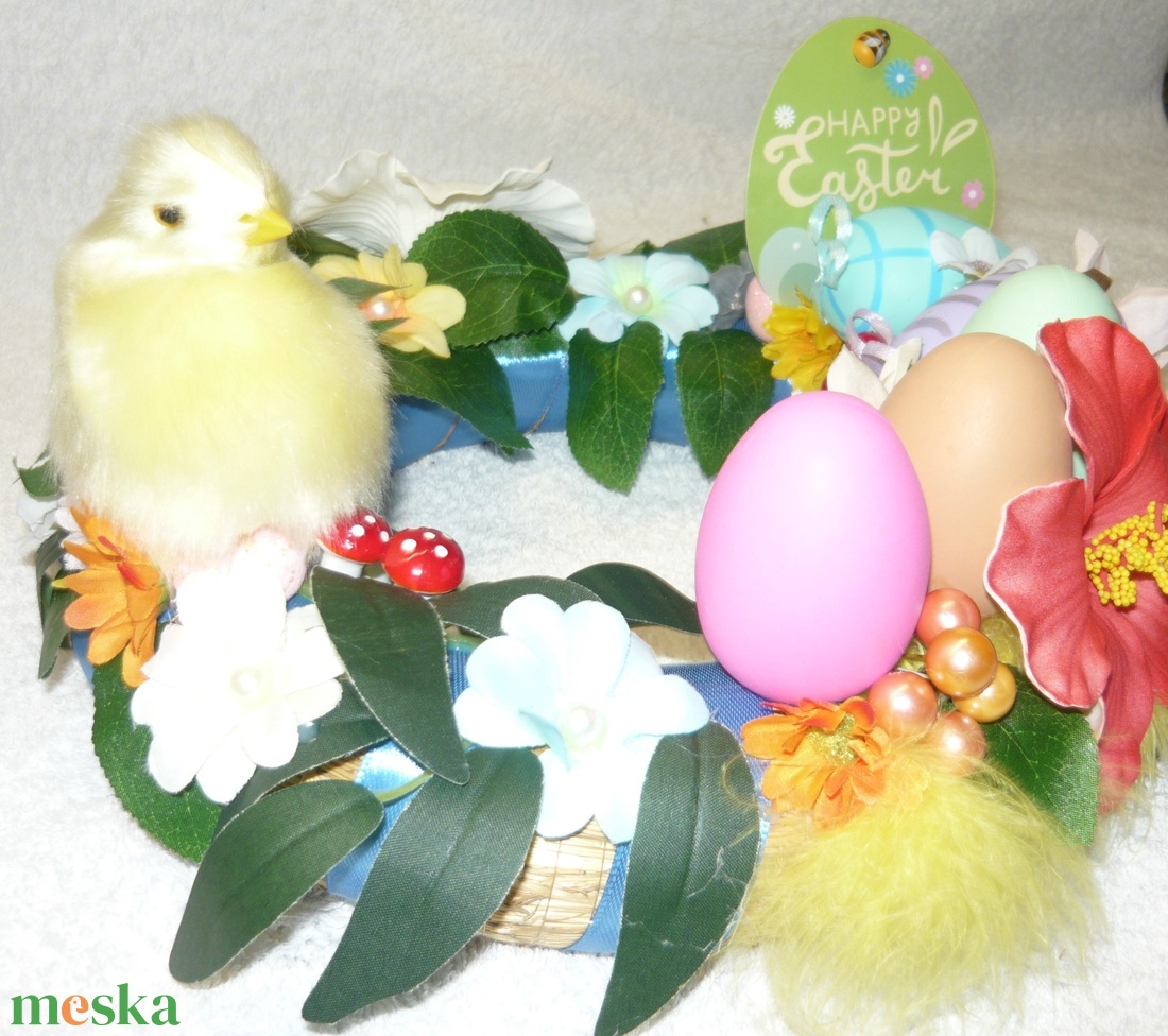 Happy Easter csibével - otthon & életmód - dekoráció - asztal és polc dekoráció - asztaldísz - Meska.hu