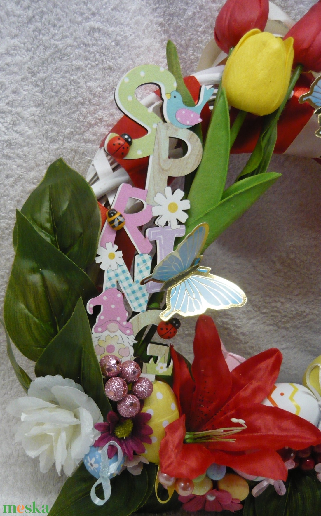 Katicák, méhek és pillangók köszöntik a húsvétot - otthon & életmód - dekoráció - ajtó- és ablak dekoráció - ajtódísz & kopogtató - Meska.hu