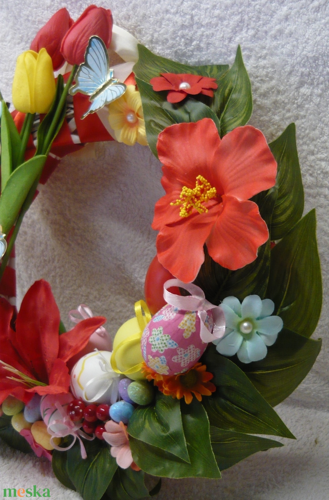 Katicák, méhek és pillangók köszöntik a húsvétot - otthon & életmód - dekoráció - ajtó- és ablak dekoráció - ajtódísz & kopogtató - Meska.hu