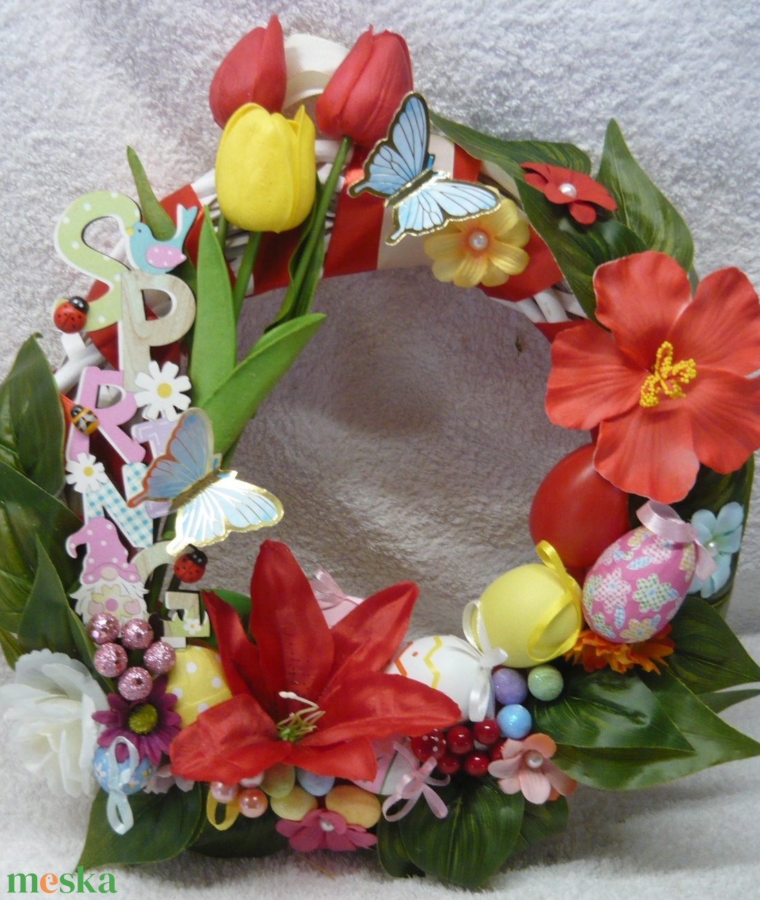 Katicák, méhek és pillangók köszöntik a húsvétot - otthon & életmód - dekoráció - ajtó- és ablak dekoráció - ajtódísz & kopogtató - Meska.hu