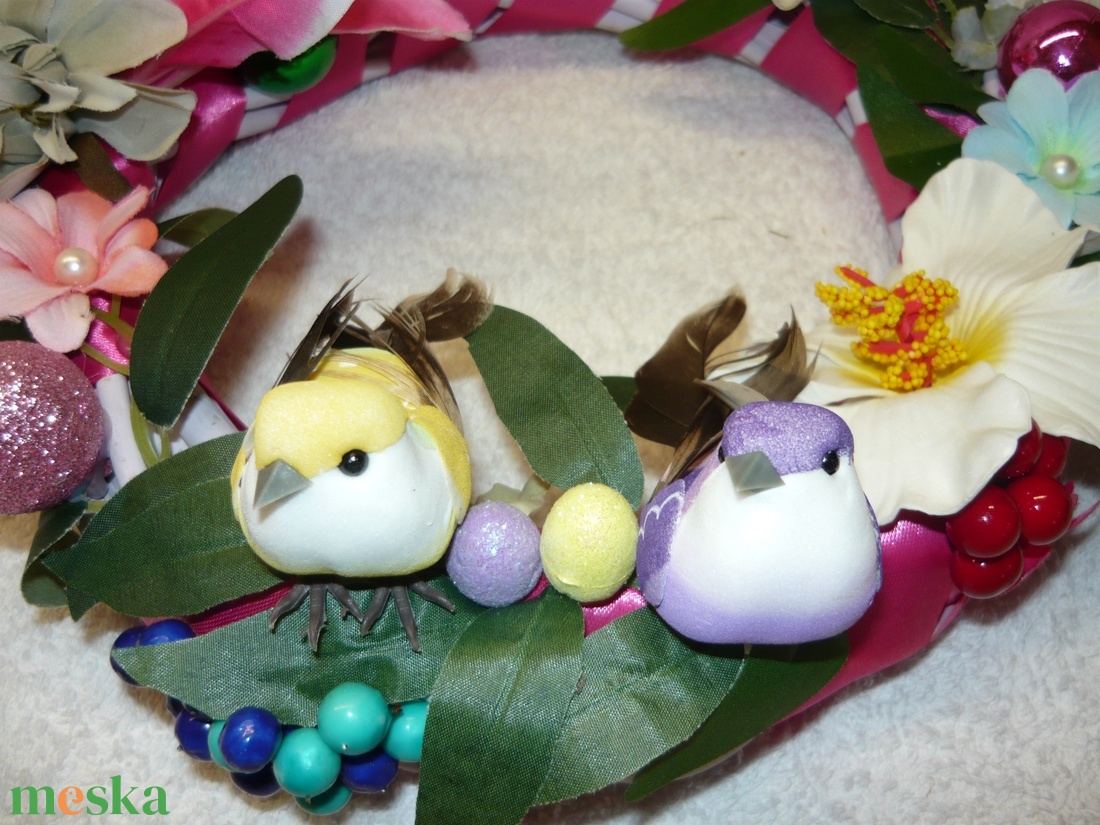 Lila és sárga madárpár - otthon & életmód - dekoráció - húsvéti asztaldíszek - Meska.hu