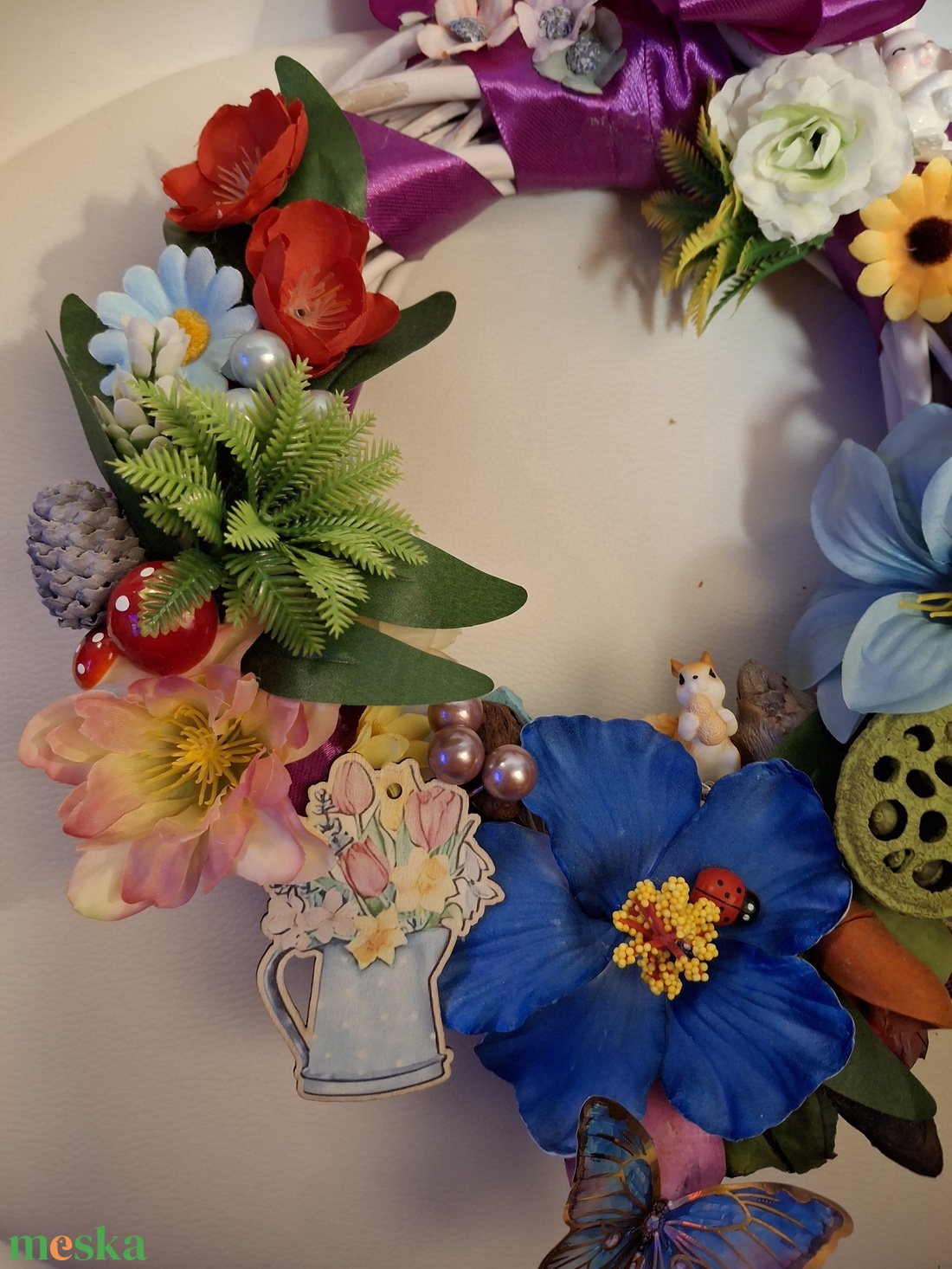 Virágos kancsó tavaszra - otthon & életmód - dekoráció - ajtó- és ablak dekoráció - ajtódísz & kopogtató - Meska.hu