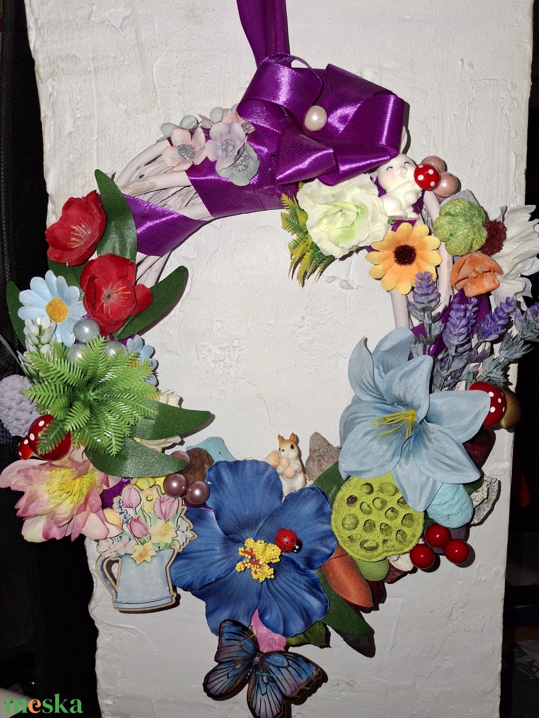 Virágos kancsó tavaszra - otthon & életmód - dekoráció - ajtó- és ablak dekoráció - ajtódísz & kopogtató - Meska.hu