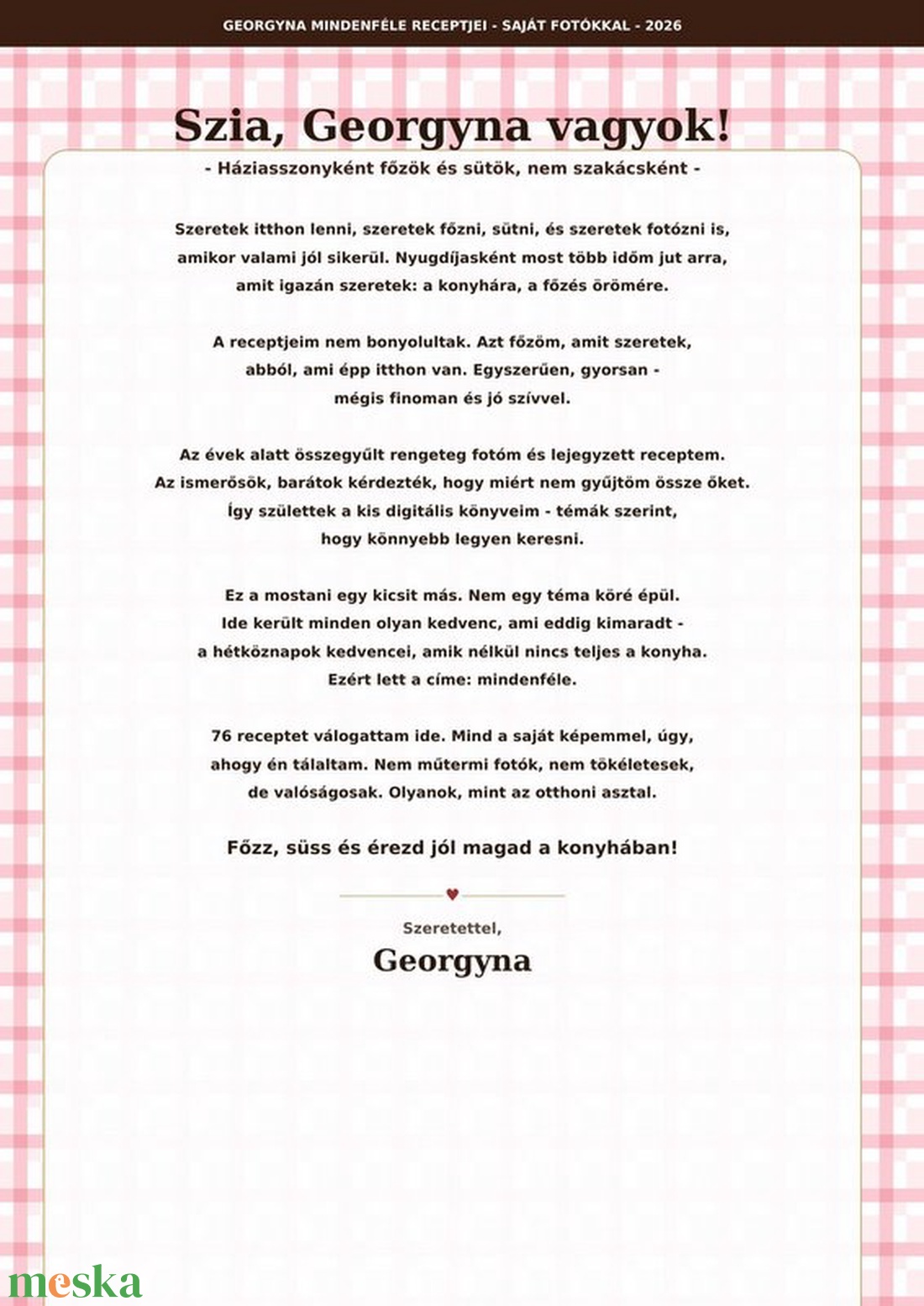 Mindenféle receptek - 76 recept - DIGITÁLIS PDF - Georgyna - könyv & zene - könyv - Meska.hu