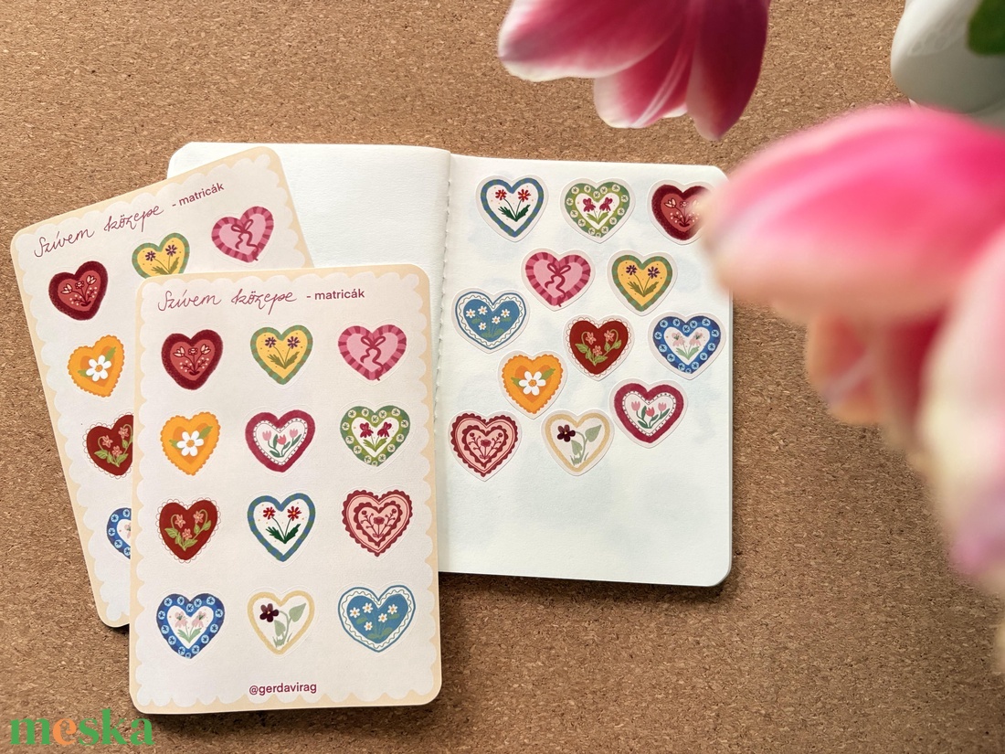 matricaív - Szívem közepe - otthon & életmód - papír, írószer - matrica, matrica csomag - Meska.hu