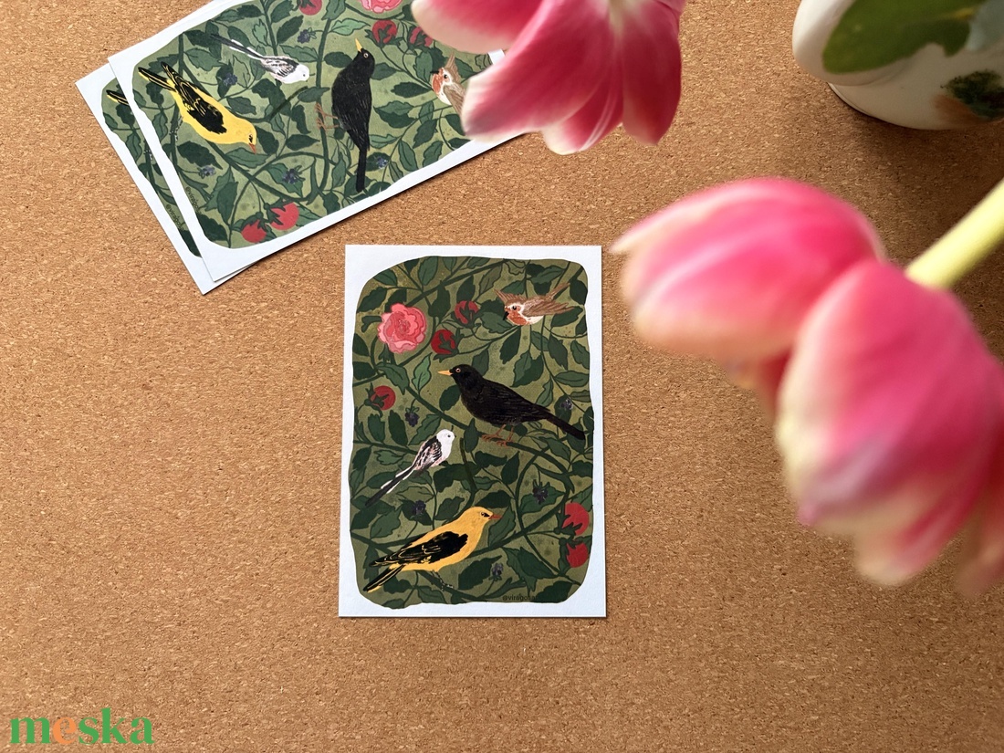 Madarak - képeslap, print - művészet - grafika & illusztráció - egyéb rajzok - Meska.hu