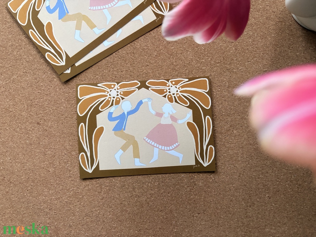 Tánc a nappaliban - képeslap, print - művészet - grafika & illusztráció - egyéb rajzok - Meska.hu