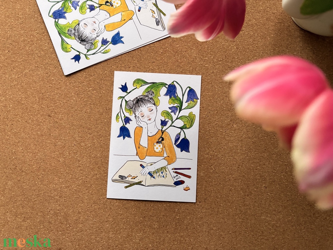 Szerelmes ábránd - képeslap, print - művészet - grafika & illusztráció - egyéb rajzok - Meska.hu