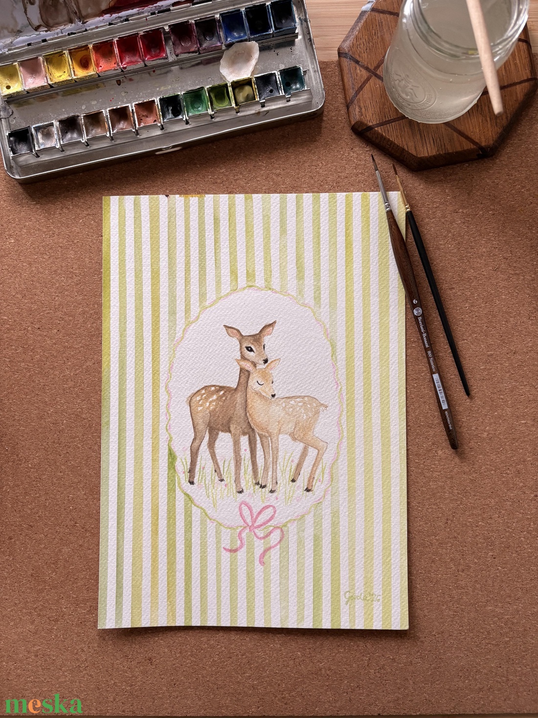 Őzek - akvarell, eredeti alkotás - művészet - festmény - akvarell - Meska.hu