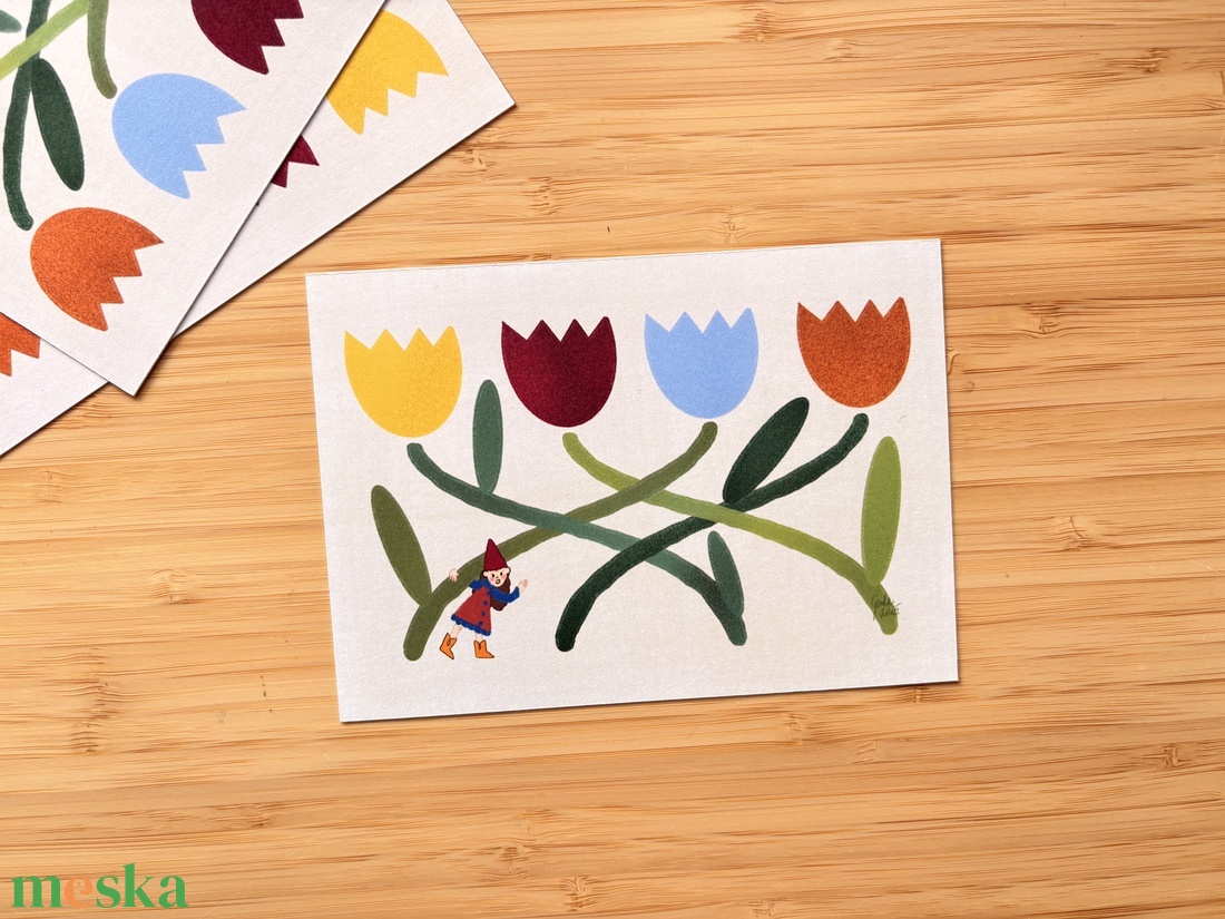 Tulipánok - képeslap, print - otthon & életmód - papír, írószer - ajándékozás kellékei - képeslap, üdvözlőlap - Meska.hu