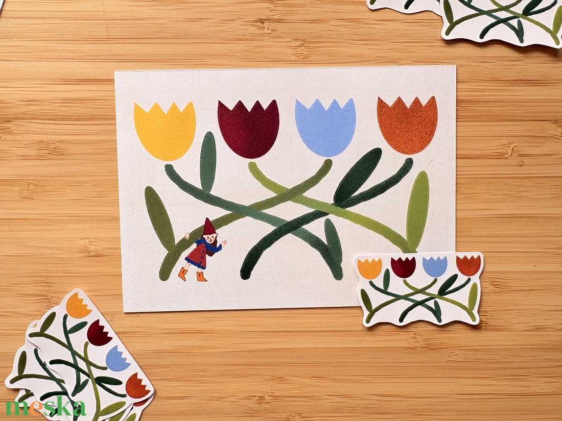 Tulipánok - képeslap, print - otthon & életmód - papír, írószer - ajándékozás kellékei - képeslap, üdvözlőlap - Meska.hu