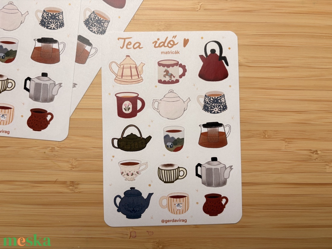 matricaív - Tea idő - otthon & életmód - papír, írószer - matrica, matrica csomag - Meska.hu