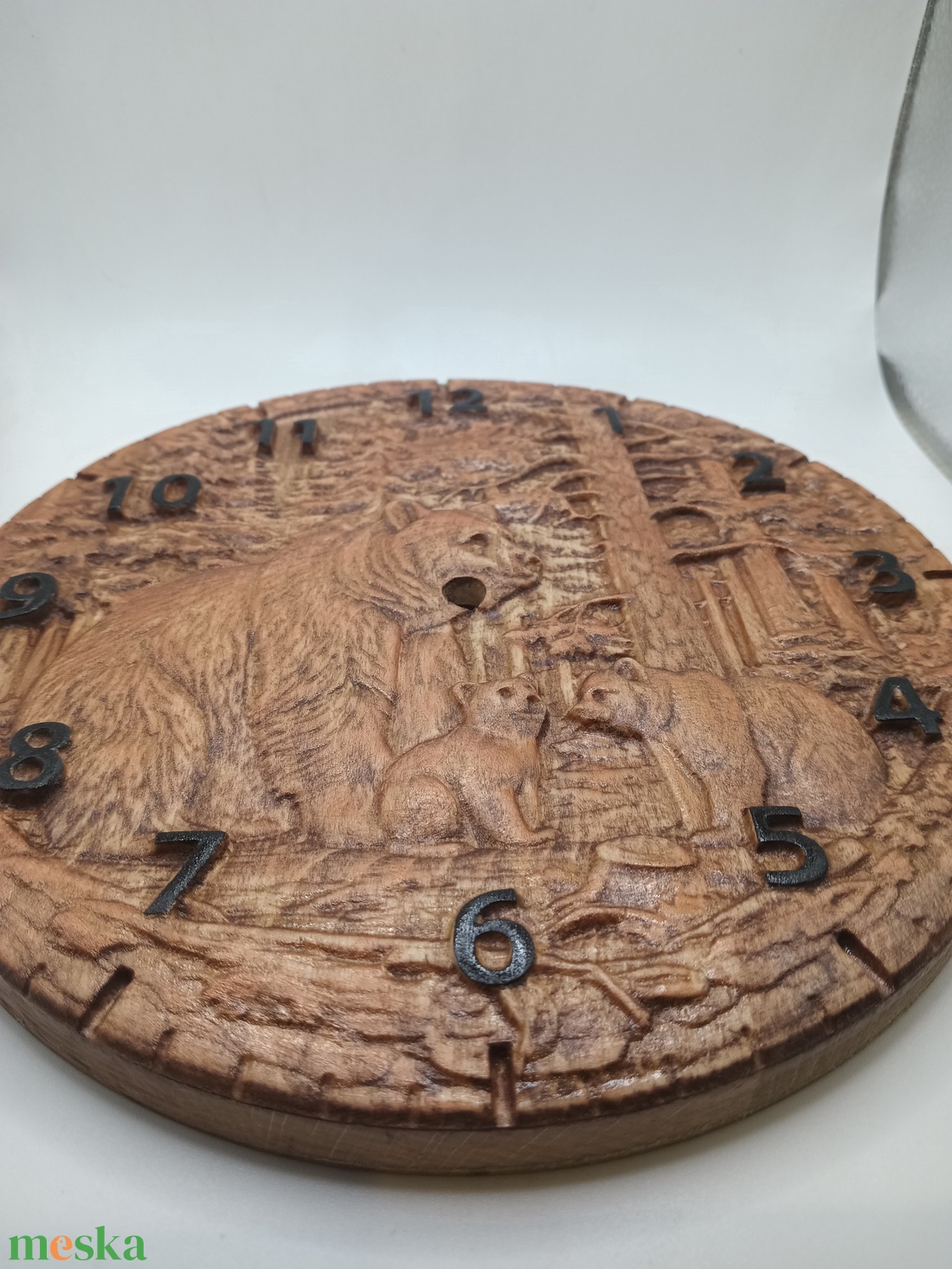 Medvés faragott fa 3d falióra - otthon & életmód - dekoráció - fali és függő dekoráció - falióra & óra - Meska.hu