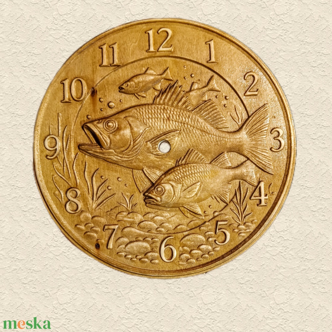 Halas faragott fa 3d falióra - otthon & életmód - dekoráció - fali és függő dekoráció - falióra & óra - Meska.hu