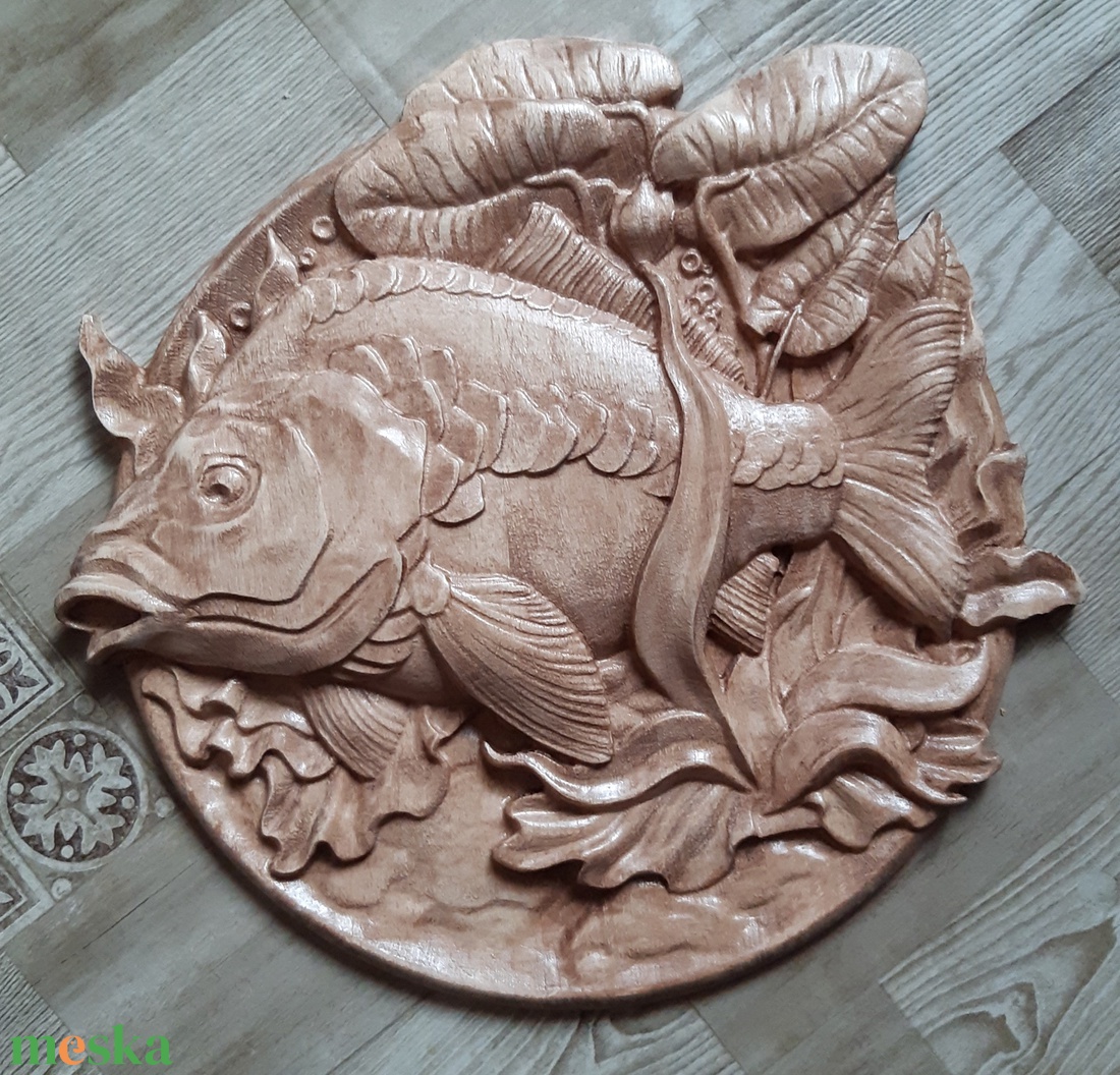 Fargott fa pontyos falidísz - otthon & életmód - dekoráció - kép & falikép - fából készült kép - Meska.hu