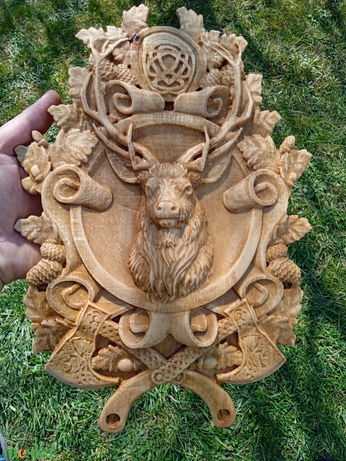 Fargott fa szarvasos falidísz - otthon & életmód - dekoráció - kép & falikép - fából készült kép - Meska.hu