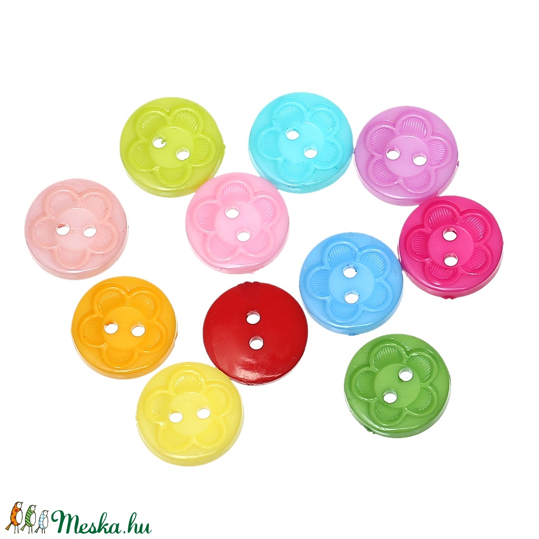 Kerek 15 mm-es két lyukú gombok virág mintával vegyes színekben - kellékek & szerszámok - dekorációs kellékek - Meska.hu Kerek 15 mm-es két lyukú gombok virág mintával vegyes színekben - kellékek & szerszámok - dekorációs kellékek - Meska.hu