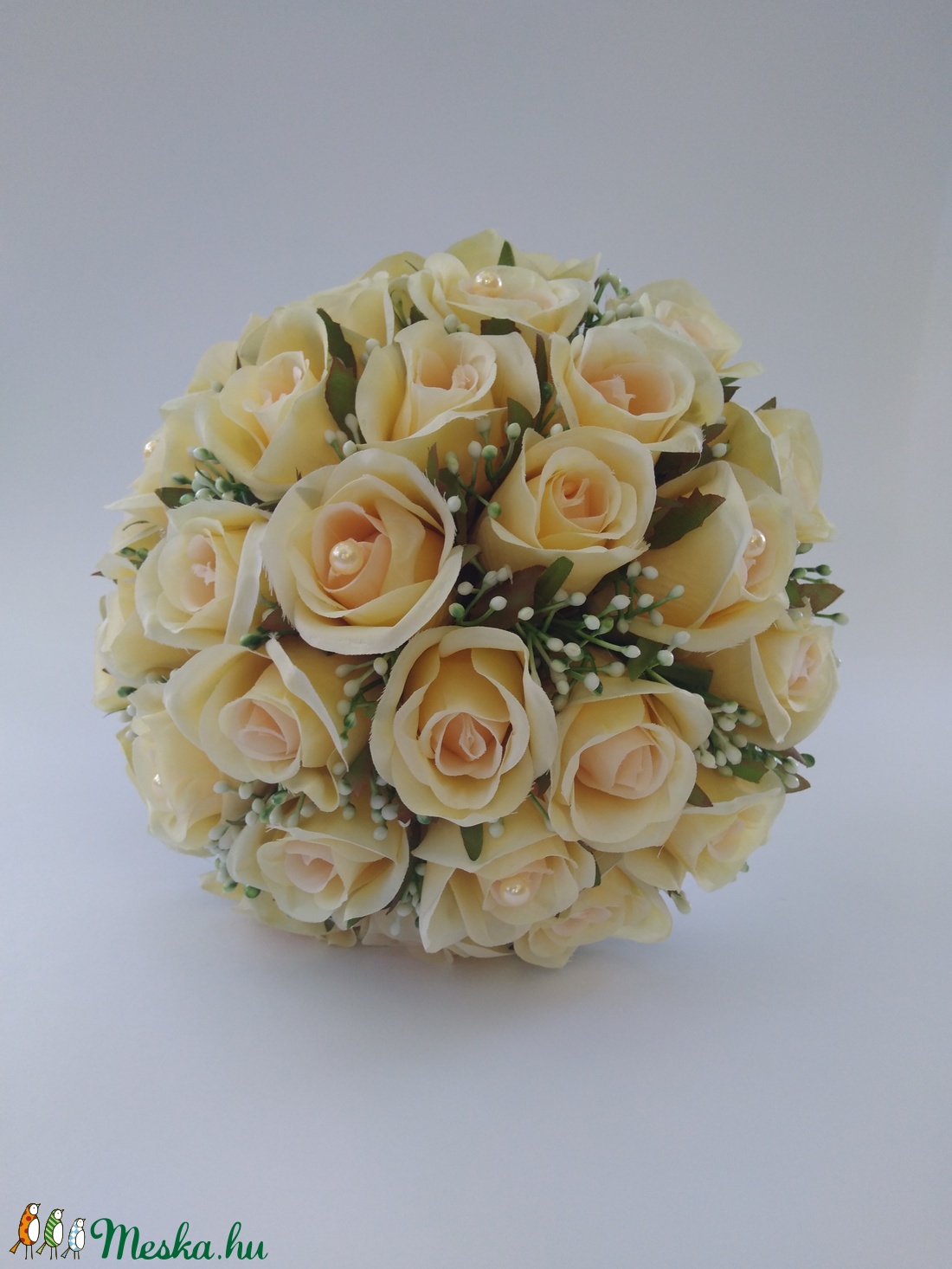 Menyasszonyi csokor  barack színű rózsából -  - Meska.hu