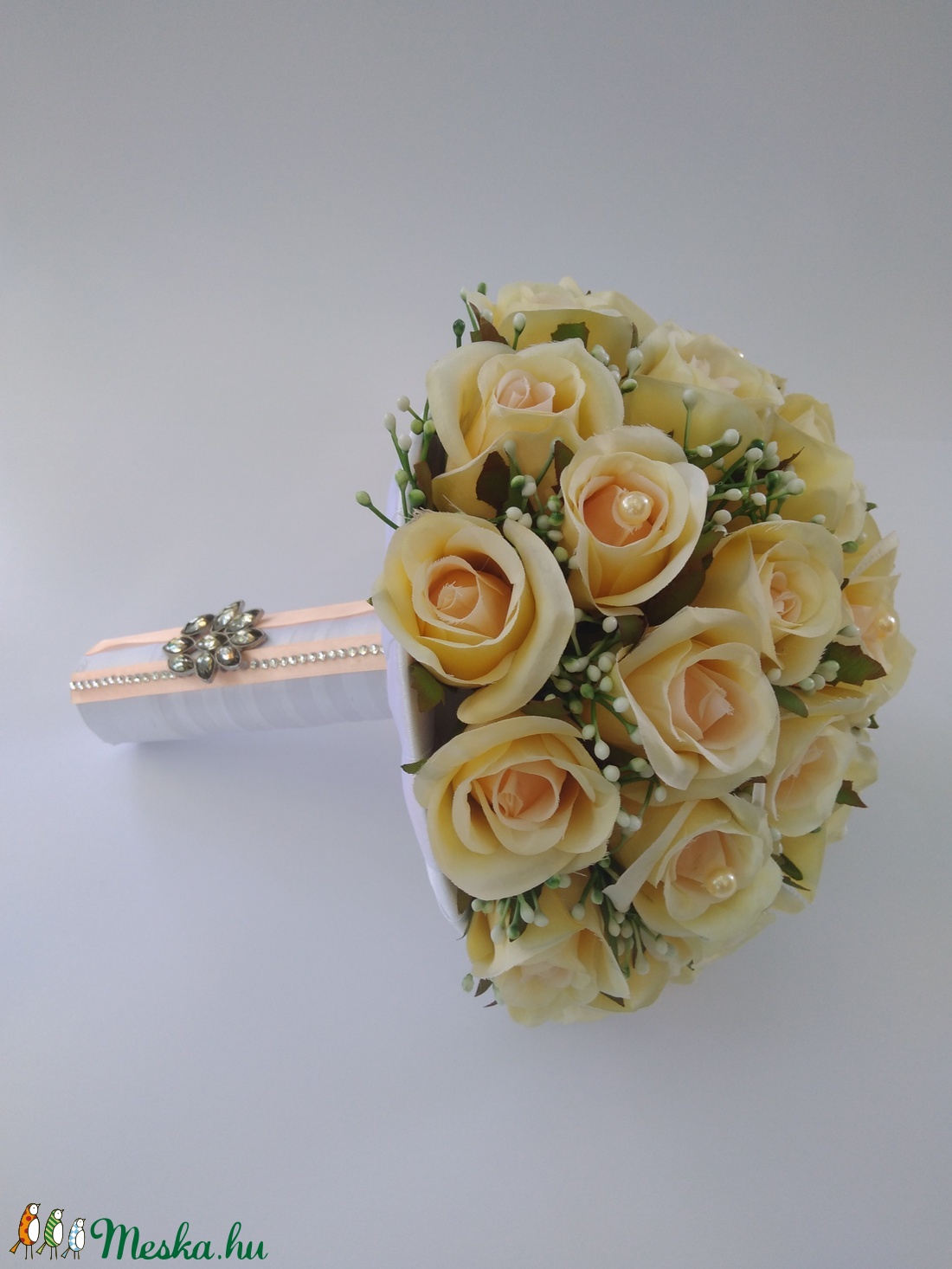 Menyasszonyi csokor  barack színű rózsából -  - Meska.hu