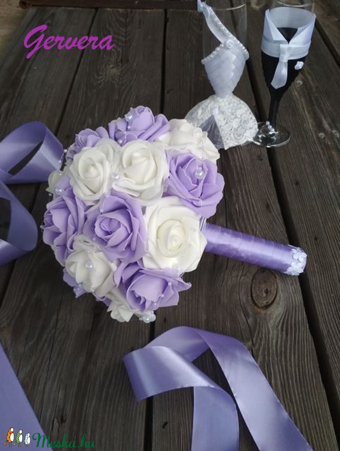 Menyasszonyi csokor, lila -  - Meska.hu