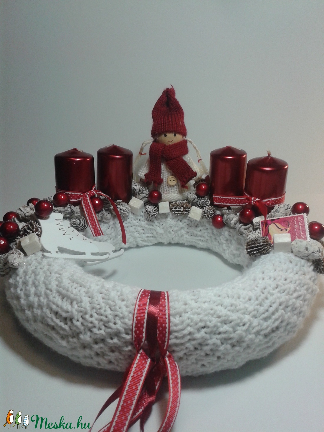 Adventi koszorú, bordó - karácsony - Meska.hu