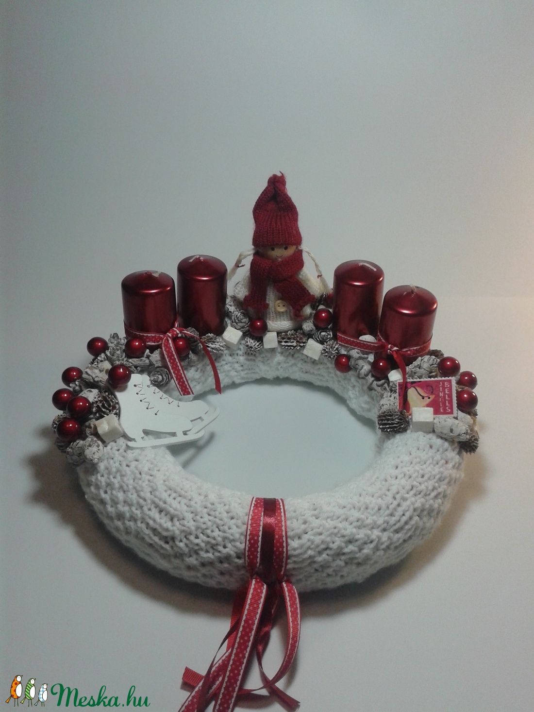 Adventi koszorú, bordó - karácsony - Meska.hu