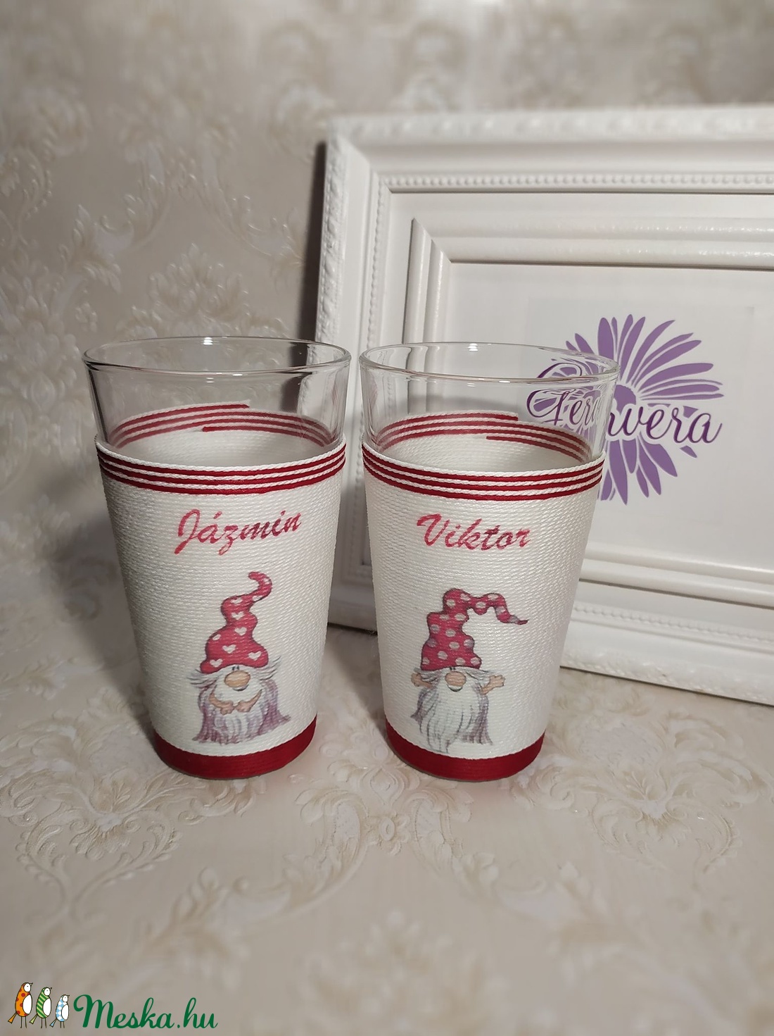 Szörpös pohár, zsinórozott, gyerekeknek - karácsony - Meska.hu