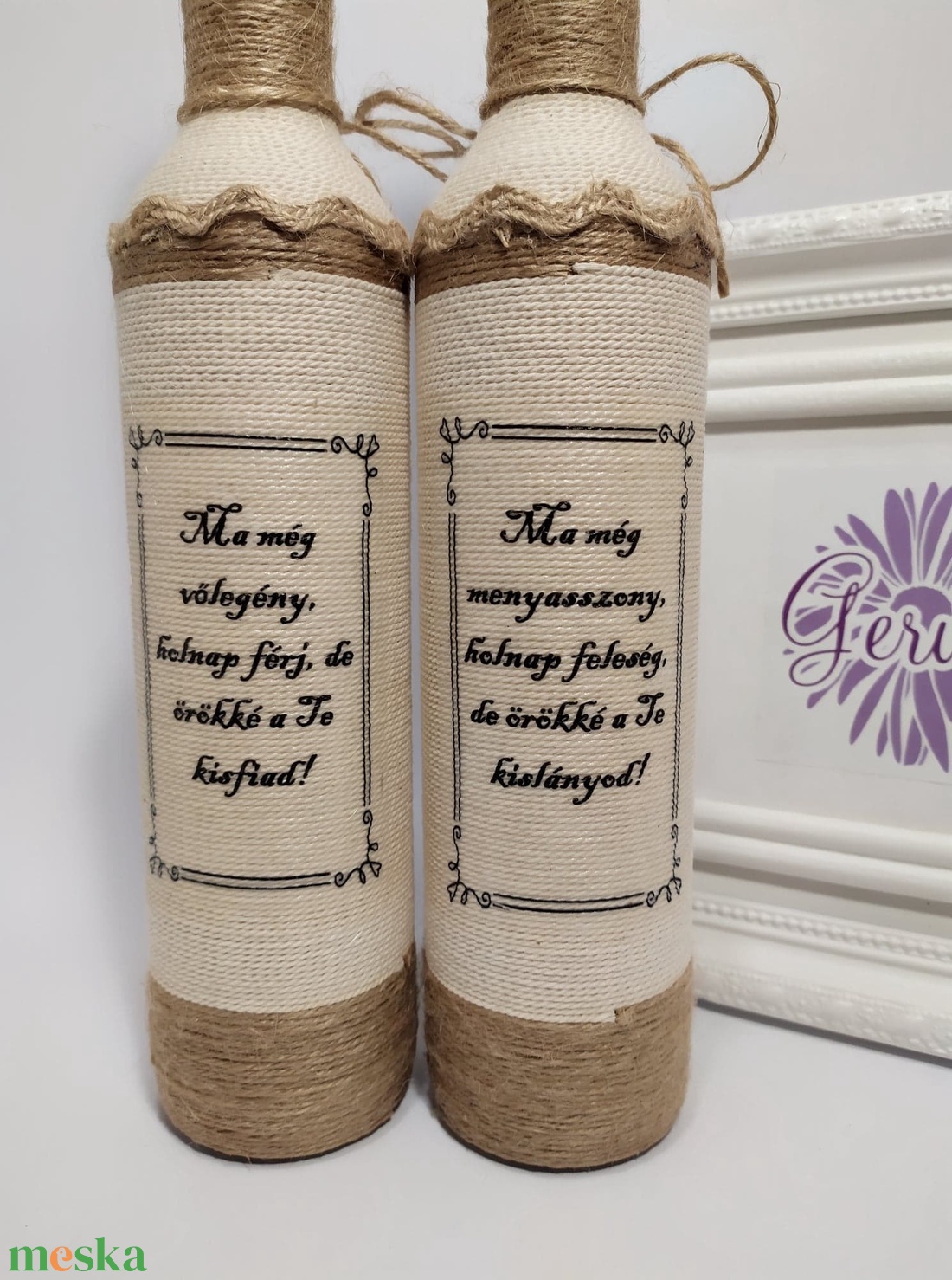 Zsinórozott pálinkás üveg,vintage - esküvő - emlék & ajándék - szülőköszöntő ajándék - Meska.hu Zsinórozott pálinkás üveg,vintage - esküvő - emlék & ajándék - szülőköszöntő ajándék - Meska.hu