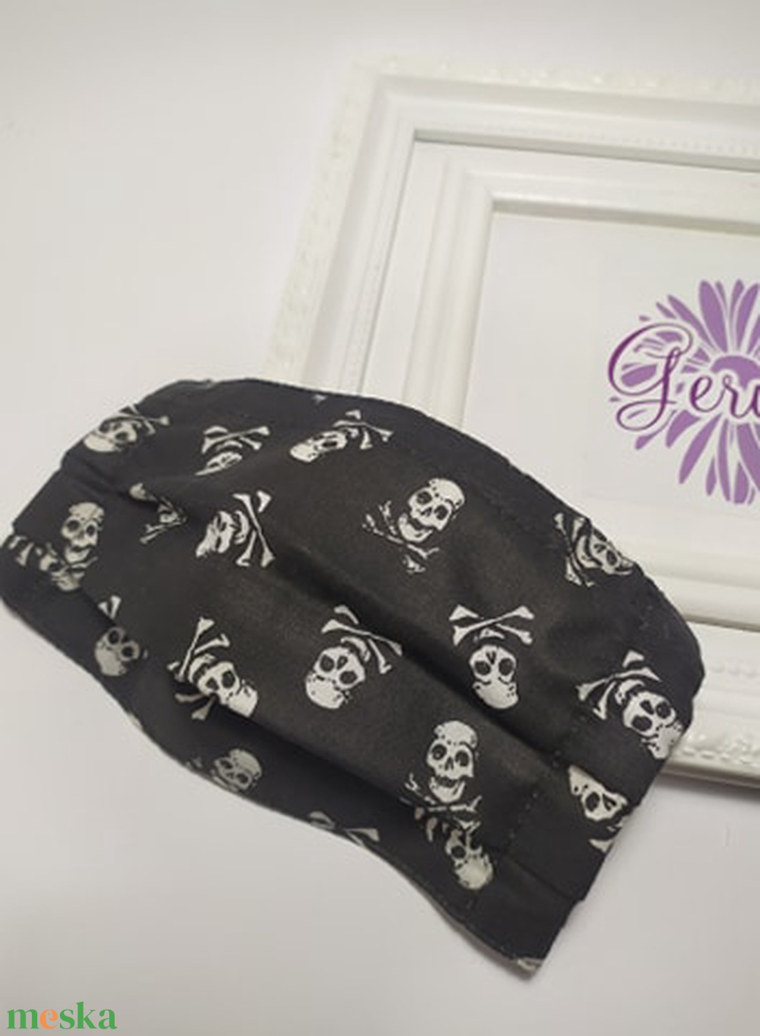 Textil maszk, kétrétegű, fekete-halálfejes -  - Meska.hu
