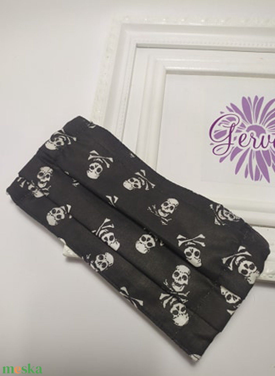 Textil maszk, kétrétegű, fekete-halálfejes -  - Meska.hu