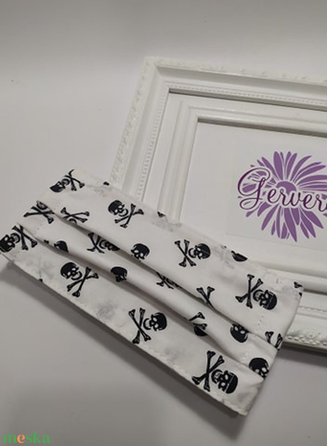 Textil maszk, kétrétegű, fehér-halálfejes - - Meska.hu Textil maszk, kétrétegű, fehér-halálfejes - - Meska.hu